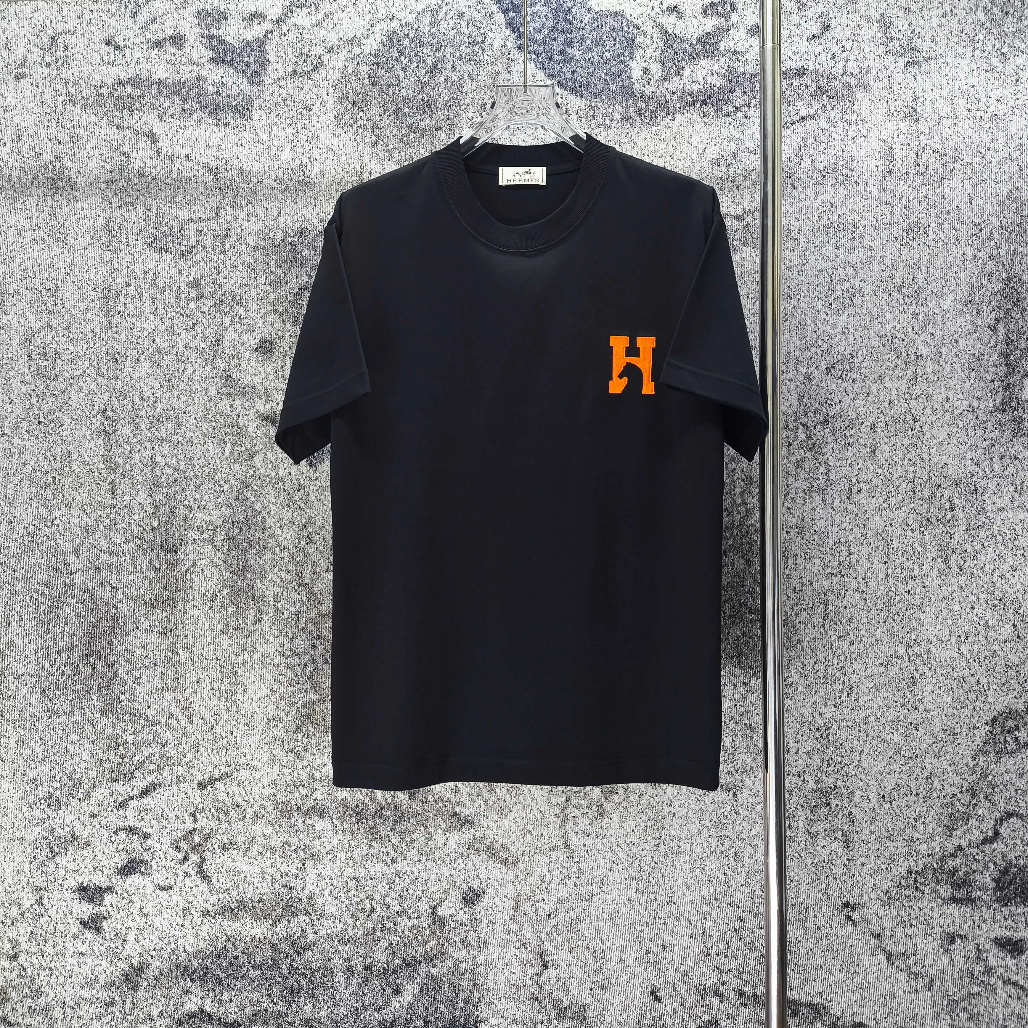 HERMES* * 2026 New Arrival logo 300g t Same Style Size S M L XL XXL Black White Purple Light Blue